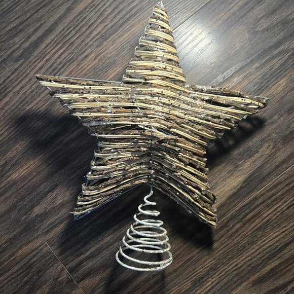 Shabby Chic/Cottagecore Style Wicker/Straw & Sequin Holiday Tree Topper NWOT - Picture 4 of 8